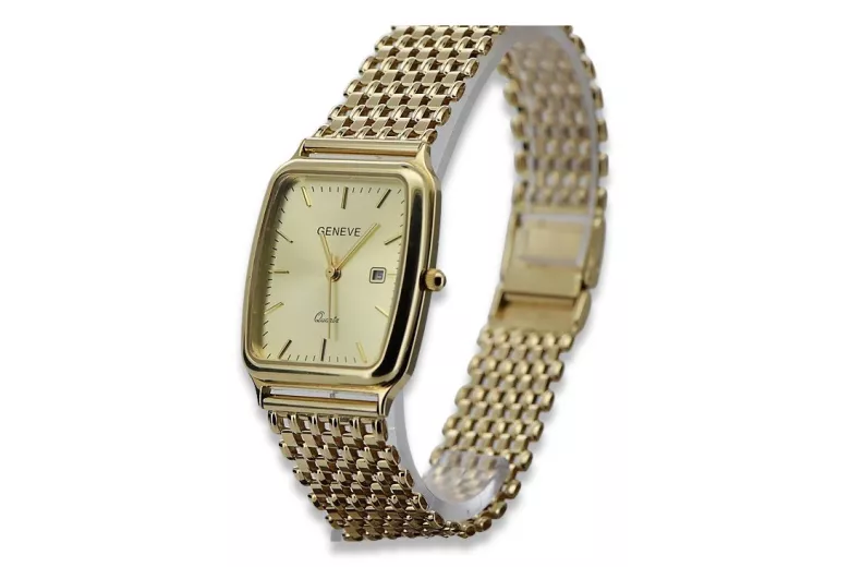 Montre Homme en Or 14K, Rectangulaire, Italienne