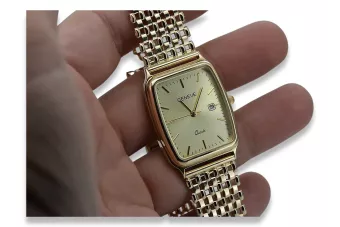 Złoty zegarek męski 14K Geneve, mechanizm kwarcowy, 18mm | Zlotychlopak.pl