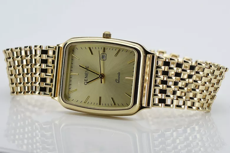 Reloj de oro para hombre Geneve ★ zlotychlopak.pl ★ Pureza de oro 585 333 Precio bajo!