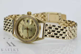 Zlaté hodinky s ženským náramkem 14k Ženeve LW078YDG & LBW004Y