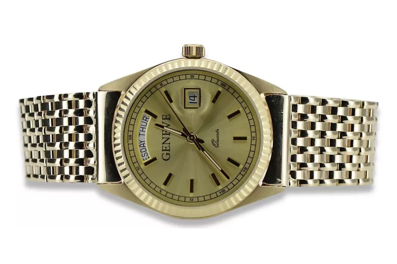 Reloj de oro para hombre Geneve ★ zlotychlopak.pl ★ Pureza de oro 585 333 Precio bajo!