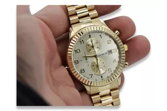 Złoty zegarek z bransoletą męski 14k Geneve mw007ydy&mbw015y
