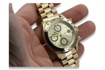 Gold men's watch Geneve ★ zlotychlopak.pl ★ Gold purity 585 333 Low Price!