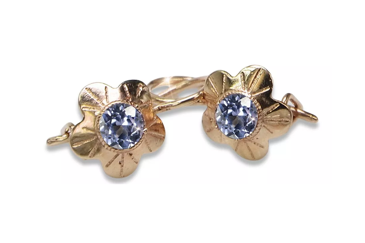 Vintage rose pink 14k 585 gold earrings vec028 alexandrite ruby emerald sapphire ...