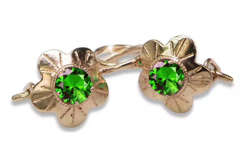 Boucles d’oreilles en or rose soviétique russe 14k 585 vec028 alexandrite rubis émeraude saphir ...