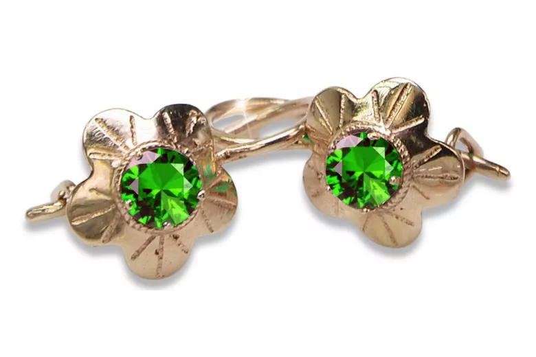Vintage rose pink 14k 585 gold earrings vec028 alexandrite ruby emerald sapphire ...