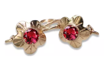 Vintage rose pink 14k 585 gold earrings vec028 alexandrite ruby emerald sapphire ...