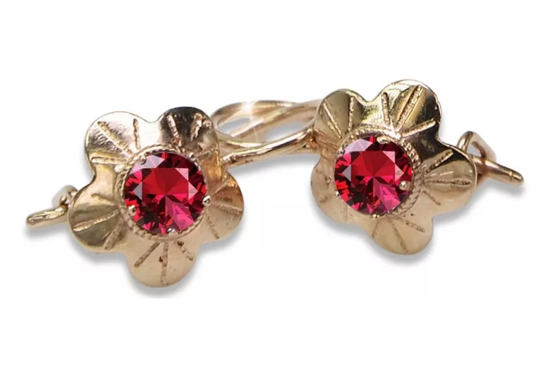 Ruso soviético rosa rosa 14k 585 pendientes de oro vec028 alejandrita rubí esmeralda zafiro ...