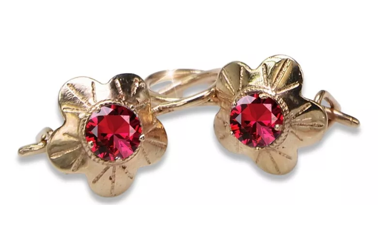 Russische Sowjetische Rose Pink 14k 585 Gold Ohrringe vec028 Alexandrit Rubin Smaragd Saphir ...