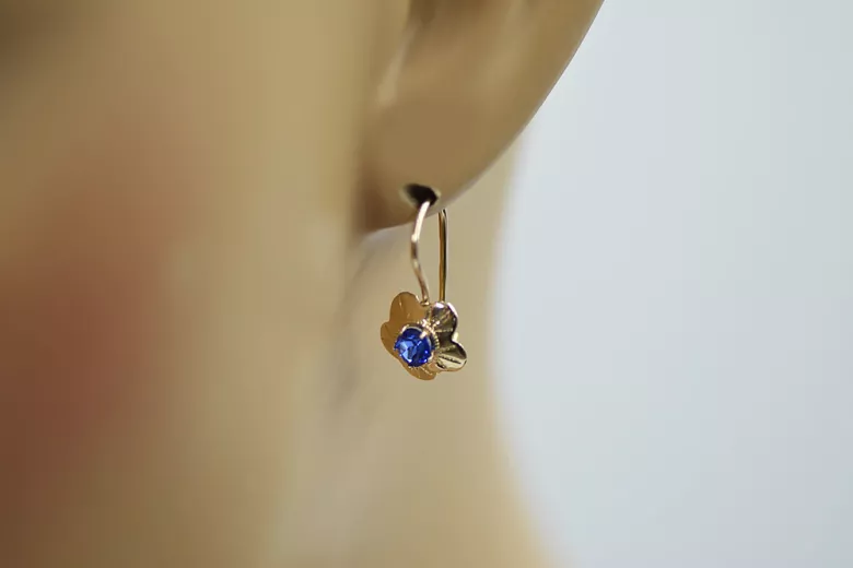 Russische Sowjetische Rose Pink 14k 585 Gold Ohrringe vec028 Alexandrit Rubin Smaragd Saphir ...