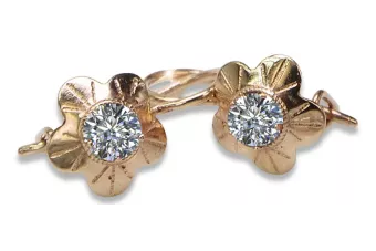 Vintage rose pink 14k 585 gold earrings vec028 alexandrite ruby emerald sapphire ...