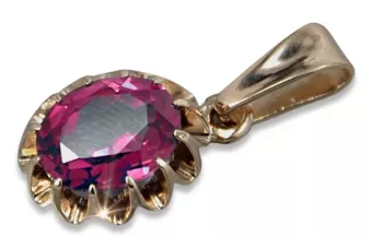 Russische sowjetische Rose 14k 585 Gold Alexandrit Rubin Smaragd Saphir Zirkon ... Anhänger vpc013