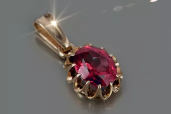 Russische sowjetische Rose 14k 585 Gold Alexandrit Rubin Smaragd Saphir Zirkon ... Anhänger vpc013