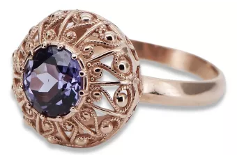 Vintage Silver Rose Gold Plated Ring 925 Alexandrite Ruby Emerald Sapphire Zircon vrc059rp