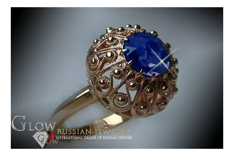 Radziecki pierścionek srebrny pozłacany 925 z Aleksandrytem Rubinem Szafirem Szmaragdem Cyrkonią vrc059rp