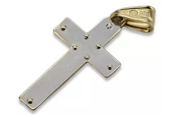 Złoty krzyż Katolicki 14k 585 zawieszka krzyżyk z Jezusem żółte białe złoto ctc019yw