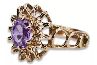 Vintage Rose Gold Ring 14K Alexandrite Ruby Emerald Sapphire Zircon 585 vrc032