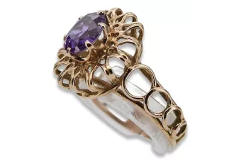 Російська радянська троянда, золото 585 проби, александрит, рубін, смарагд, сапфір, циркон, кільце vrc032