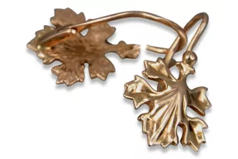 Rose pink 14k 585 gold  Vintage leaf earrings ven047