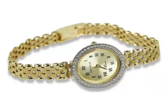 Італійський годинник з жовтого золота леді Женева Леді Подарунок lw117y