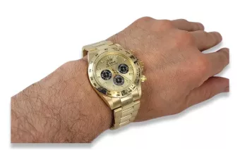 Goldene Herrenuhr Geneve ★ zlotychlopak.pl ★ Gold Reinheit 585 333 Niedriger Preis!
