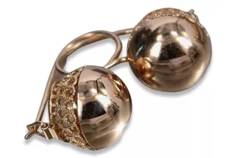 Vintage rose pink 14k 585 gold  Vintage ball earrings ven122