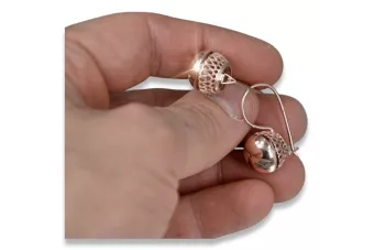 Vintage rose pink 14k 585 gold  Vintage ball earrings ven122