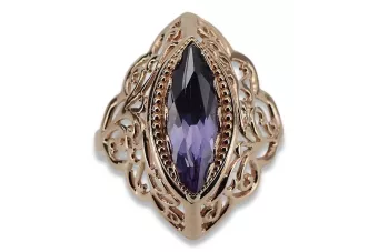 Vintage rose 14k 585 gold Alexandrite Ruby Emerald Sapphire Zircon ring  vrc017