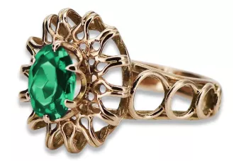 Sovětský 14k 585 Zlatý ruský kruh růžového zlata s Alexandryt Rubin Sapphire Emerald Zircon VRC032