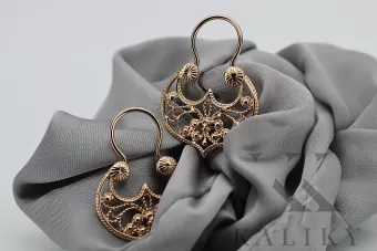 Vintage rose pink 14k 585 gold  Vintage Gipsy earrings ven022