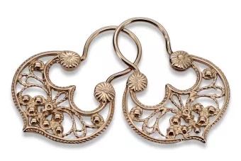 Vintage rose pink 14k 585 gold  Vintage Gipsy earrings ven022