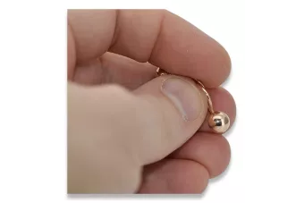 Rosa rusa rosa soviético 14k 585 oro URSS Pendientes de bola vintage ven199