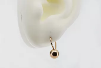 Rosa rusa rosa soviético 14k 585 oro URSS Pendientes de bola vintage ven199