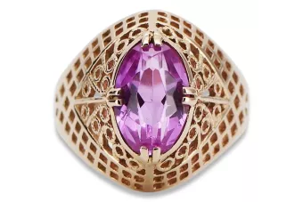 Rusijos sovietinės rožės 14k 585 aukso aleksandrito rubino smaragdo safyro cirkonio žiedas vrc030