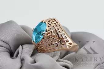 Rusijos sovietinės rožės 14k 585 aukso aleksandrito rubino smaragdo safyro cirkonio žiedas vrc030