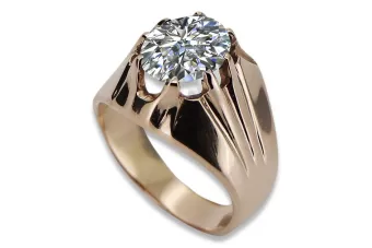 Ring z růžové červené zlato 14k 585 s ruským vintage VRC016 zirkon