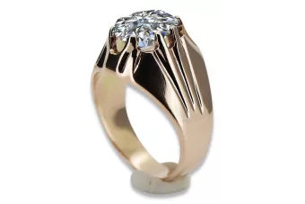 Ring z ružového červeného zlata 14k 585 s ruským vintage VRC016 Zirkón