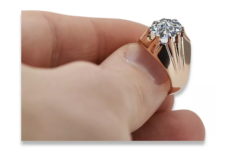 Ring z ružového červeného zlata 14k 585 s ruským vintage VRC016 Zirkón