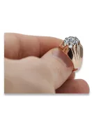 Ring z růžové červené zlato 14k 585 s ruským vintage VRC016 zirkon