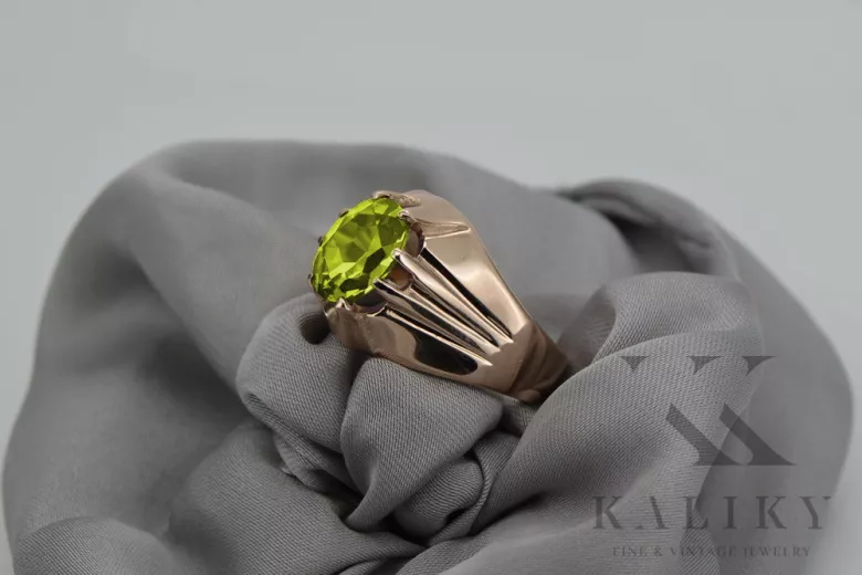 Ring of Pink Red Gold 14k 585 s Peridot Russian Rusky VRC016
