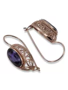 Vintage silver rose gold plated 925 Alexandrite earrings vec023rp Vintage Russian Soviet style