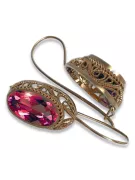Vintage silver rose gold plated 925 Ruby earrings vec023rp Russian Soviet style