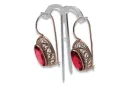 Vintage silver rose gold plated 925 Ruby earrings vec023rp Russian Soviet style