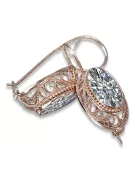 Vintage silver rose gold plated 925 Cubic Zircon earrings vec023rp Russian Soviet style