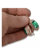 Vintage silver rose gold plated 925 Emerald earrings vec023rp Russian Soviet style