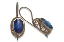 Vintage silver rose gold plated 925 Sapphire earrings vec023rp Russian Soviet style