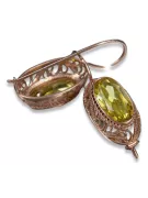 Vintage silver rose gold plated 925 yellow peridot earrings vec023rp Russian Soviet style