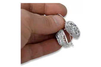 Vintage silver 925 cubic zircon earrings vec023s Russian Soviet style