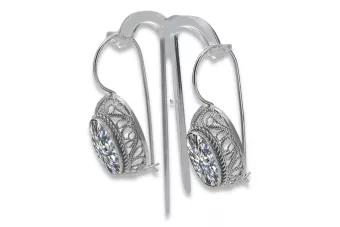 Vintage silver 925 cubic zircon earrings vec023s Russian Soviet style