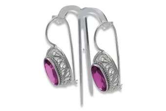 Vintage silver 925 amethyst earrings vec023s Russian Soviet style